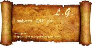 Lambert Géza névjegykártya